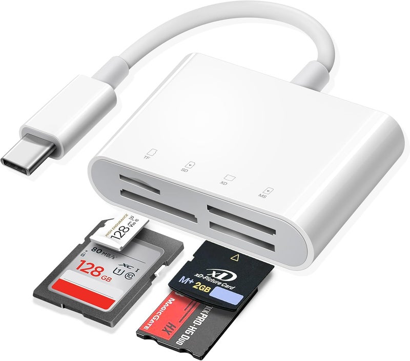xdgeLoad USB C SD Card Reader for iPhone 15 16/iPad/MacBook/Mac, 4 Slots Type C Reader Supports SD/Micro SD/MS/XD-Picture (xD) Cards, Trail Camera Card Adapter Plug and Play - Image 1